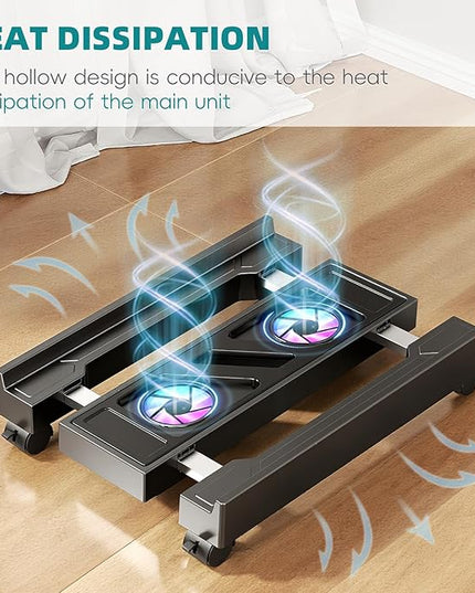 Adjustable Computer Tower Stand with Cooling Fan, Mobile CPU Holder with 4 Rolling Casters, Under Desk CPU Bracket PC Floor Cart PC Riser for Office, Home and Classroom. (Fan Version)