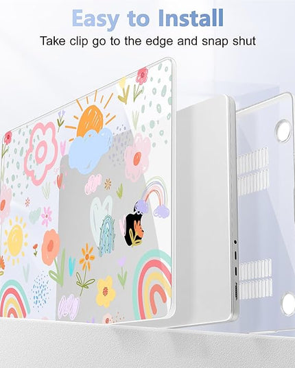 May Chen Case for MacBook Pro 14 inch, Models A2442 A2779 A2918 A2992 A3401 A3185 A3112 A3434, M1 M2 M3 M4 M5 Chip (2021-2025 Release), Plastic Hard Shell Case with Keyboard Cover, Rainbows Flowers