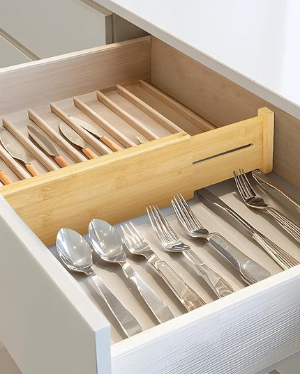 VaeFae 3 Pack Bamboo Drawer Dividers, 4" High Adjustable 11.9-17.1" Clothes Drawer Organizers, Expandable Separators for Bedroom/Bathroom/Kitchen/Office Storage
