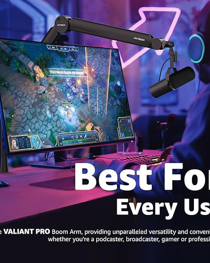 IXTECH Mic Arm Boom Arm 360° Rotatable Microphone Boom Arm Mic Boom Arm with Desk Mount, Fully Adjustable, for Podcast, Video, Gaming, Radio, Studio Recording, Sturdy and Universal VALIANT Pro