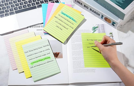 (18 Pack) Lined Sticky Notes 4x6 in Post, Self-Stick Pads Bright Colors Sticky Note, Recyclable, Easy to Post for Home, Office, School