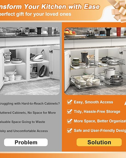 ALINE FURNITURE Pull Out Shelves - 20" W x 22" D Soft Close Pull Out Cabinet Organizer 1 Tier - Slide Out Drawers with Shelf Liner, Heavy Duty Steel Wire Baskets for Kitchen Cabinets, Pantry, Bathroom
