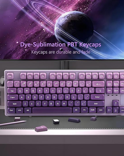 134Keys PBT Keycaps MOA Profile Key Cap for Cherry Gateron MX Switches Mechanical Keyboards Key caps (Gradient Purple)