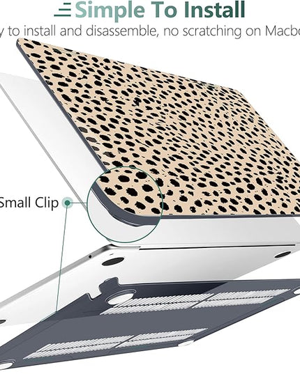 DONGKE for M4 MacBook Air 13.6 Inch Case 2025 2024 2023 2022 Model A3240 A3113 A2681 M3 M2 Chip, Plastic Hard Shell Case Cover with Touch ID for MacBook Air 13 Inch M4 - Cheetah Spots
