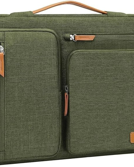 MOSISO 360 Protective Laptop Case 15 inch, 15 inch Laptop Sleeve Compatible with MacBook Air M4 M3 M2 2025 2024 2023, Dell XPS Plus, Side Open Carrying Case with 4 Zipper Pockets&Handle, Olive Green