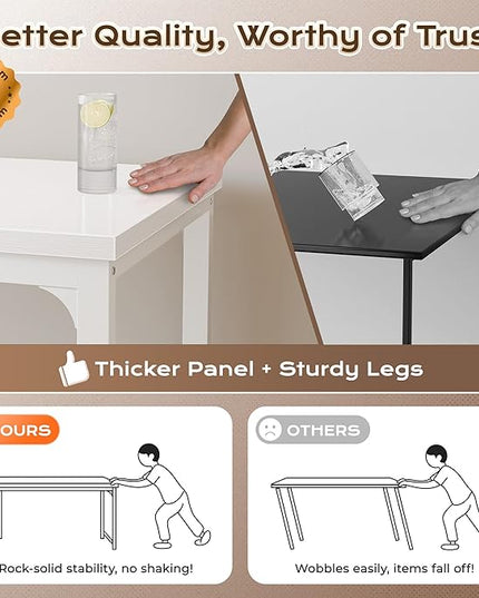 Huuger 63 x 24 inch Desk with Power Outlets & USB-C, Deeper & Thicker Desktop, Robust Metal Tubes, Computer Desk, Heavy Duty Office Desk, Work Gaming Desk, for Home Office, White