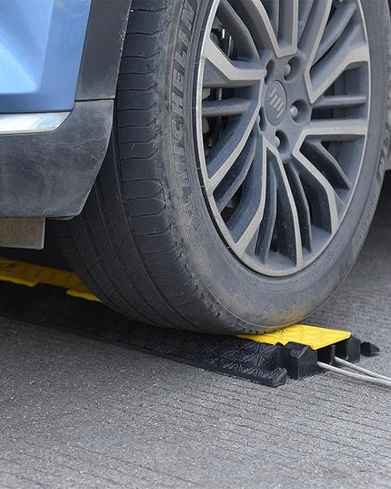 OranLite Heavy-Duty Rubber Cable Protector Ramp, Floor Cable Wire Cord Cover Speed Bumps 22000 Lbs Load Capacity, Driveway Hose Cable Ramp Protective Cover for Indoor Outdoor (Small 2-Channel x 4Pcs)