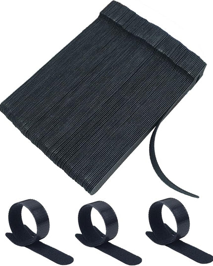 100pcs Cable Ties Reusable All-Black Wire Ties Cable Management Cord Ties Reusable for Electronics Hook and Loop Cable Ties for Computer 6 Inch