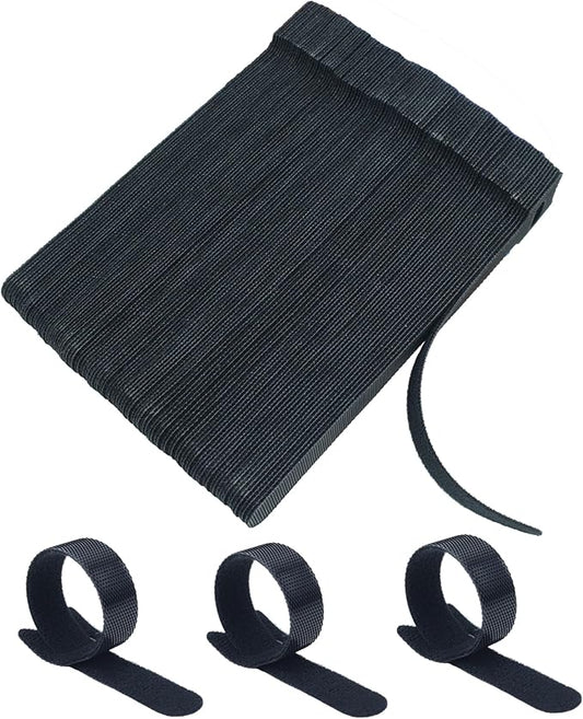 100pcs Cable Ties Reusable All-Black Wire Ties Cable Management Cord Ties Reusable for Electronics Hook and Loop Cable Ties for Computer 6 Inch