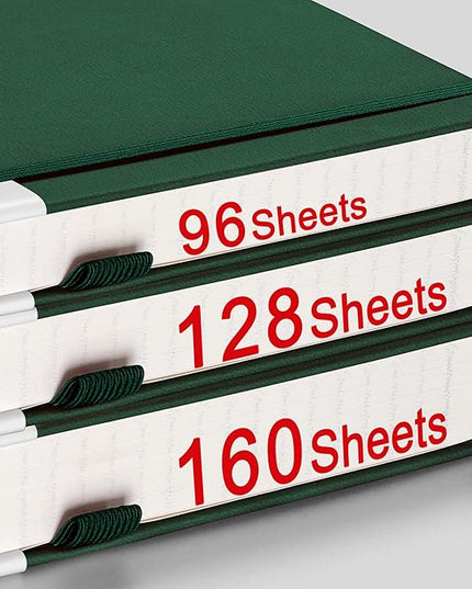 AHGXG Graph Paper Notebook - 320 Pages Grid Notebook Thick Journal A5, 100gsm Thick Graph Paper, Leather Hardcover, Inner Pocket,5.75'' × 8.38''- Green
