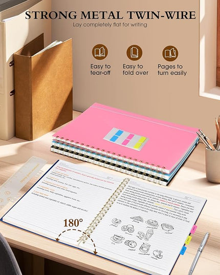 Spiral Notebook Journal 8.5” x 11”, A4 Large Notebooks for Women Men, College Ruled Lined Journal, 100 GSM Paper, Plastic Hardcover Spiral Bound Journals for Work School Note Taking Business, Navy