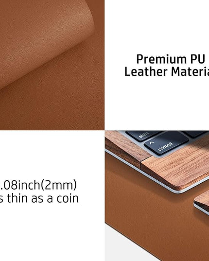 Aothia Leather Desk Pad Protector, Mouse Pad, Office Desk Mat, Non-Slip PU Leather Desk Blotter, Laptop Desk Pad, Waterproof Desk Writing Pad for Office and Home (Brown,36" x 17")