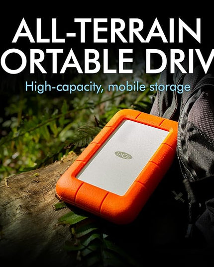 LaCie Rugged USB-C, 4TB, Portable External Hard Drive, Drop, Shock, Dust, Rain Resistant, for Mac & PC (STFR4000800)