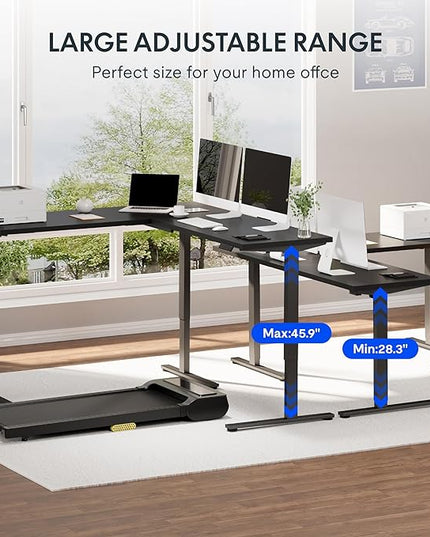 FLEXISPOT L Shaped Standing Desk, 63 x 55 Inch Electric Height Adjustable Corner Desk, Sit Stand Computer Workstation, Preset Controller, Home Office, Black Frame with Black Top