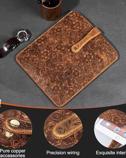 Leather case with Pencil for ipad pro 11 inch (2022/2021/2020/2018) Holster, Ipad Air 10.9",M2 2024,Air5/4 2022/2020 Genuine Leather, Compatible with ipad 10,Galaxy Tab S9/S9 FE Bag Brown