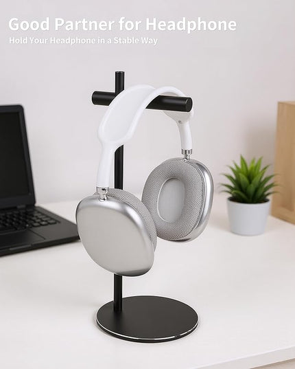 LinNature Aluminum Alloy Headphone Stand for Desk with Non-Slip Base - Universal headset stand Compatible with Over-Ear, On-Ear and Neckband Headphones (Black)