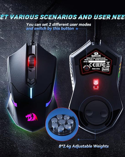 Redragon S101-3 PRO Gaming Keyboard and Mouse, RGB Backlit Programmable Keyboard Mouse with Software, Independent Macro Record Keys, Value Combo Set, New Update Version