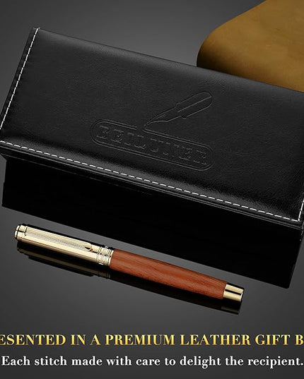 BEILUNER 316 Fountain Pen,Stunning Luxury Rosewood,24K Gilded Nib(Medium),Gorgeous 24K Gold Finish, Ink Converter,Best Gift for Men&Women-Fancy,Executive,Nice Pens for Writing, RD-M