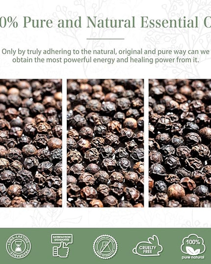 Black Pepper Essential Oil, 1.01Fl.Oz (30ML) PHATOIL Pure Essential Oil Singles for Aromatherapy Diffusers, Humidifiers, Great for DIY Candle and Soap Making, Gift for Friend