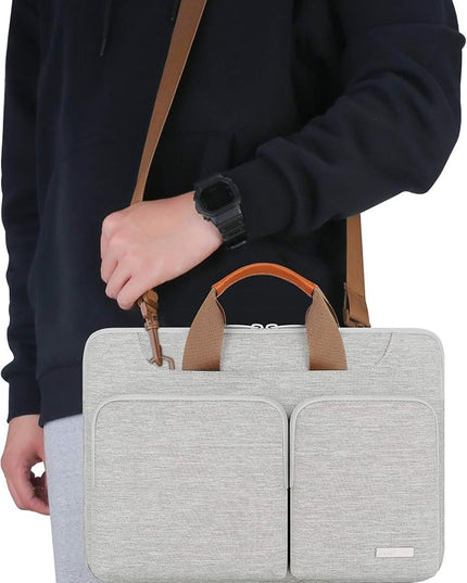 Lacdo 360° Protective Laptop Shoulder Bag, 14 inch Laptop Sleeve Bag for 14 inch New MacBook Pro M5/M4/M3/M2/M1 Chips Pro Max A3434 A3112 A3401 A3185 A2918 A2992 2025-2021 Computer Messenger Bag, Gray