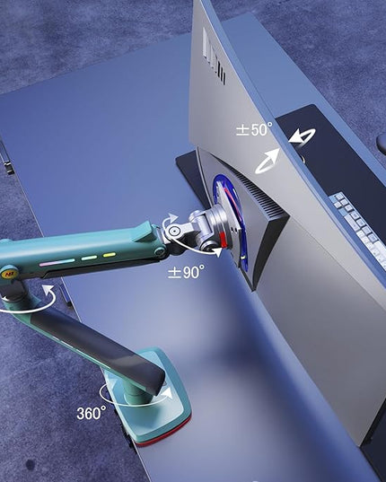 NB Gaming Monitor Arm or for 32 to 60 Inches Screen, Load up to 20 kg, VESA 75/100, RGB-Light, Heavy Duty, Multi Angle Adjustable, Premium Aluminum, Green