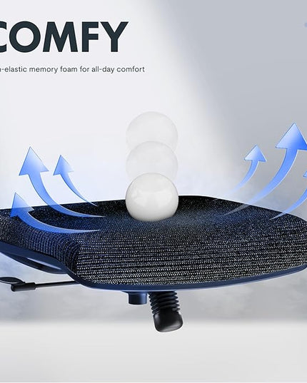 FLEXISPOT OC3 Cloud Ergonomic Office Chair with Footrest, Mesh Back Computer Chair, Home Office Desk Chairs, with Adjustable Lumbar Support/3D Headrest/Reliable Base, Elastic Foam Seat, Black, Cloud-F