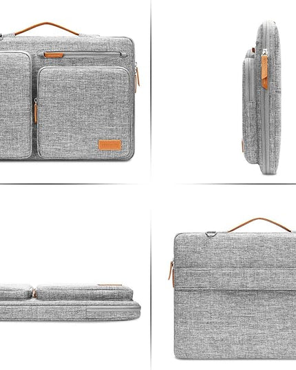 MOSISO 360 Protective Laptop Shoulder Bag,15-15.6 inch Computer Bags Compatible with MacBook Pro 16 inch, HP, Dell, Lenovo, Asus Notebook,Side Open Messenger Bag with 4 Zipper Pockets, Gray