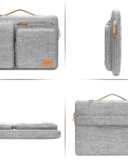 MOSISO 360 Protective Laptop Shoulder Bag,13-13.3 inch Computer Bag Compatible with MacBook, HP, Dell, Lenovo, Asus Notebook,Side Open Messenger Bag with 4 Zipper Pockets&Handle, Gray