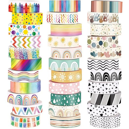 TaoBary 33 Rolls Holiday Plaid Washi Tape, 15 mm Seasonal Washi Tape Set Bohemian Colorful Vintage Cute for Card Wrapping Craft(Rainbow Style)