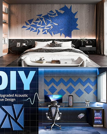 12 Pack Acoustic Panels with Self-Adhesive, 12"X 12"X 0.4"Sound Proof Foam Panels, Sound Panels High Density, Soundproof Wall Panels for Home Studio Office Sky Blue