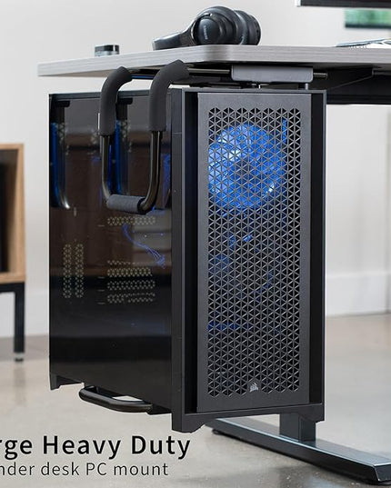 VIVO X-Large Heavy Duty Adjustable Under-Desk Mount, Home and Office Computer CPU Tower Stand with Secure Locking, Holds up to 66 lbs, Black, MOUNT-PC04B-L