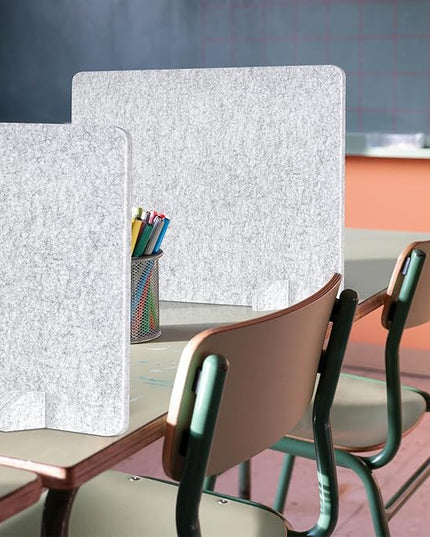4 Pack Acoustic Desk Dividers - 24" x 20" Freestanding Privacy Panels Set with Noise - Reducing Design Cubicle Sound Proof, Ideal for Office, Classroom, and Home (Silver Gray)