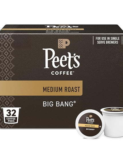 Peet's Coffee, Medium Roast Single Serve Coffee Pods, 100% Arabica Coffee - Big Bang, 32 Count (1 Box of 32 Pods)