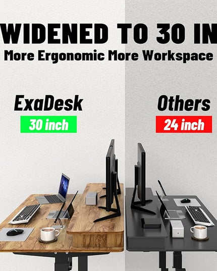 63 * 30 Inches Electric Standing Desk Adjustable Height with 4 Drawers, Double Storage Shelves, Home Office Workstation Sit Stand up Desk (Light Rustic Brown)
