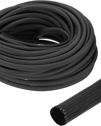 uxcell Insulation Cable Protector,8mm/0.5 Inch-20m/66 Feet High Temp Fiberglass Sleeve Black