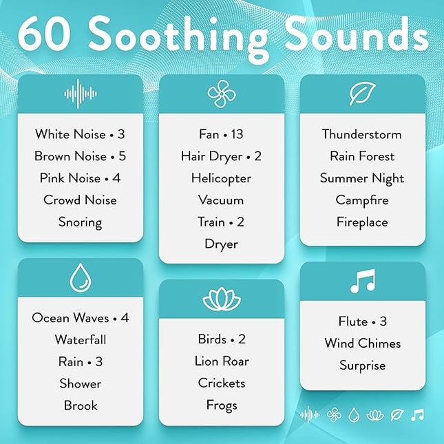 Serene Evolution White Noise Machine with 60 Soothing Sounds - Sound Machine for Adults and Baby - Noise Cancelling Sleep Music Machine with Remote Control - Ideal for Office Privacy - Black