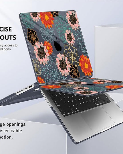 May Chen Case for MacBook Pro 14 inch, Models A2442 A2779 A2918 A2992 A3401 A3185 A3112 A3434, M1 M2 M3 M4 M5 Chip (2021-2025 Release), Plastic Hard Shell Case with Keyboard Cover, Flower