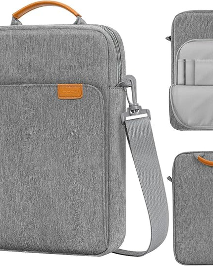 MoKo 13.3-14 Inch Laptop Sleeve Bag Fits MacBook Pro M3/M2 14" 2023, MacBook Pro 13" M2, New MacBook Air 13.6" M3/M2 2024/2022,Tab S8 Ultra 14.6",Handle Carrying Case with Shoulder Strap, Dark Gray