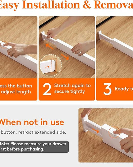Lifewit 8 Pack Kitchen Drawer Dividers 2.36" High, 16"-22" Adjustable Drawer Organizer for Utensils/Clothes/Makeup, Plastic Expandable Separators in Dresser/Bedroom/Bathroom/Office Storage
