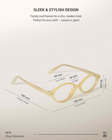 TIJN Olisa Blue Light Blocking Glasses for Women Men,Oval Glasses Frame Bluelight Glasses for Gaming/Computer/Screen
