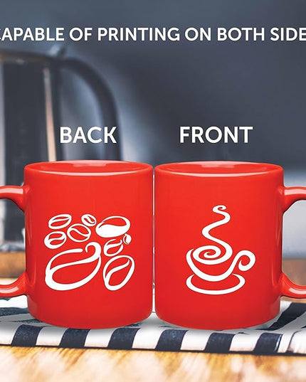 Custom Ceramic Coffee Mugs 11 oz. Set of 10, Personalized Bulk Pack - Coffee cup set, Iced coffee cup, Gaming mug - Red
