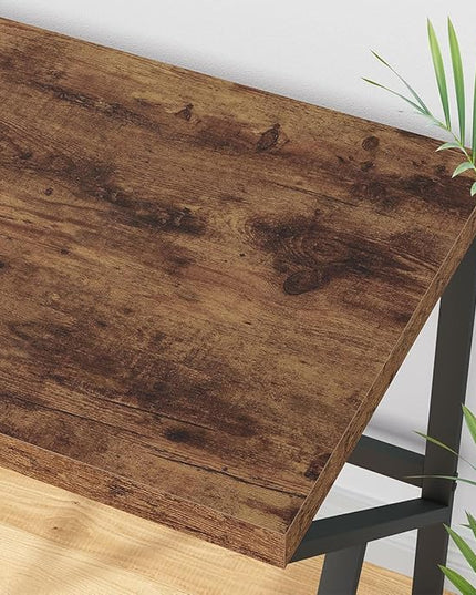 HSH Rustic Brown Desk, Industrial Home Office Computer Desk, Farmhouse Metal and Wood Computer Table, Simple Bedroom Laptop PC Desk for Student Writing Study Gaming Executive Workstation, 55 in