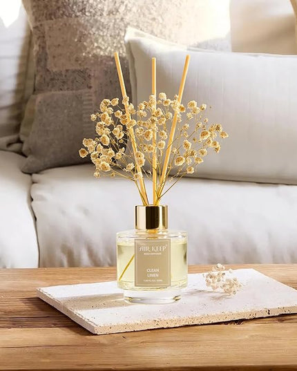 Airkeep Reed Diffuser Set of 3,Clean Linen Ocean Mist&Sea Salt Lavender Eucalyptus Oil Reed Diffusers for Bedroom Living Room Office Aromatherapy Oil Reed Diffuser for Gift 50ml x 3