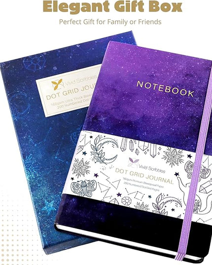 VIVID SCRIBBLES Dotted Journal – 160gsm Bleed Proof Thick White Paper – 200 Numbered Dot Grid Pages – 5.8 x 8.3 inch Dotted Notebook