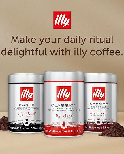 illy Ground Drip Coffee, Classico Medium Roast, 100% Arabica, Premium Italian Coffee, Pre-Ground for Drip Brewers, 8.8 oz, 6 Pack