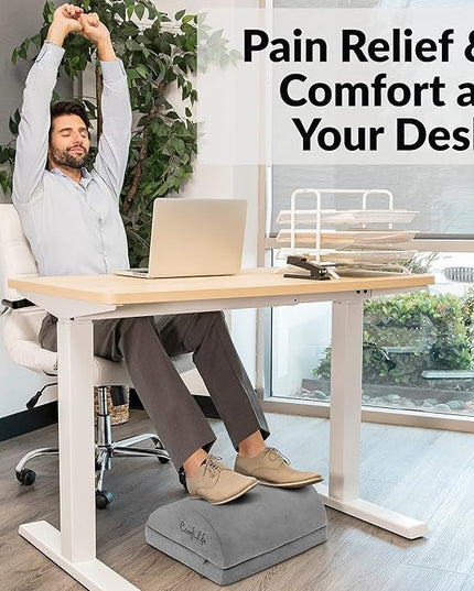 ComfiLife Foot Rest for Under Desk at Work – Adjustable Desk FootRest for Office Chair, Gaming Accessories – Ergonomic Teardrop Design for Back, Hip & Leg Pain Relief – 100% Memory Foam (Gray)