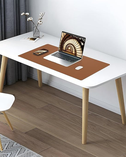 AFIING Dual-Sided Desk Pad, Natural Cork & PU Leather, Desk Mat Protector Non-Slip, Waterproof, Easy Clean,Large Mouse mats for Office and Home Work(Brown, 31.5"x17")
