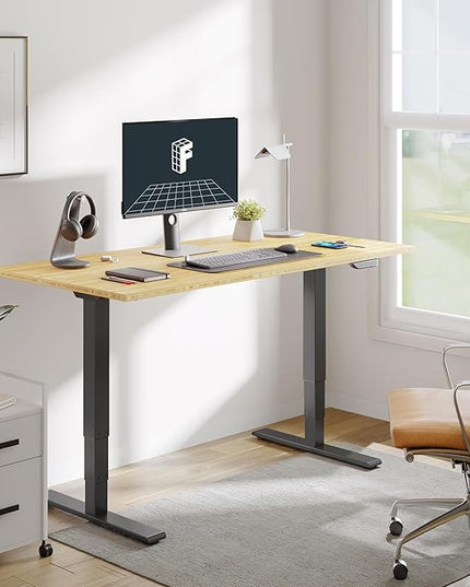 FLEXISPOT E6 MAX Bamboo 78x30 Inch Dual Motor 3-Stage Heavy Duty Standing Desk, 330lbs Weight Capacity, Height Adjustable Desk w/Cable Management & Wheels (Solid Bamboo Desktop + Black Frame)