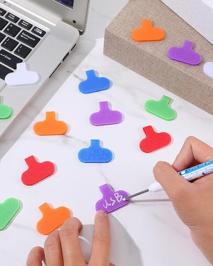 30 Pcs Multi Color Cable Labels, 6 Colors Write On Wire Labels Cord Label for Electronic Cable Management Writable Cord Tag Self-Adhesive Nylon Wrap-It Cables Label for Computers Cables Identification