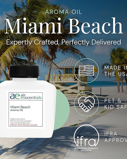 Miami Beach Aroma Oil, Essential Oils Blend for Diffusers & Scent Machines, Fresh Cologne Scent with Citrus & Musk Notes, Aromatherapy, Cold Air Diffuser Compatible, 100 mL